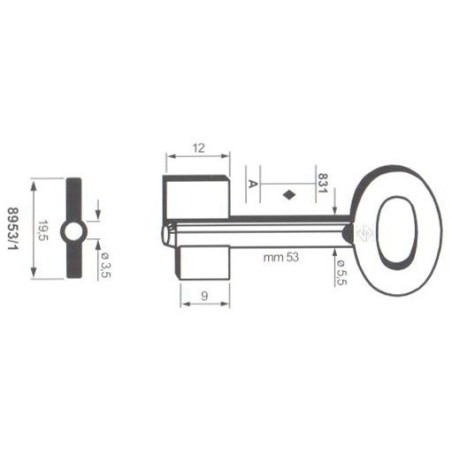 Clé de coffre-fort Sella-Valz 8953-1